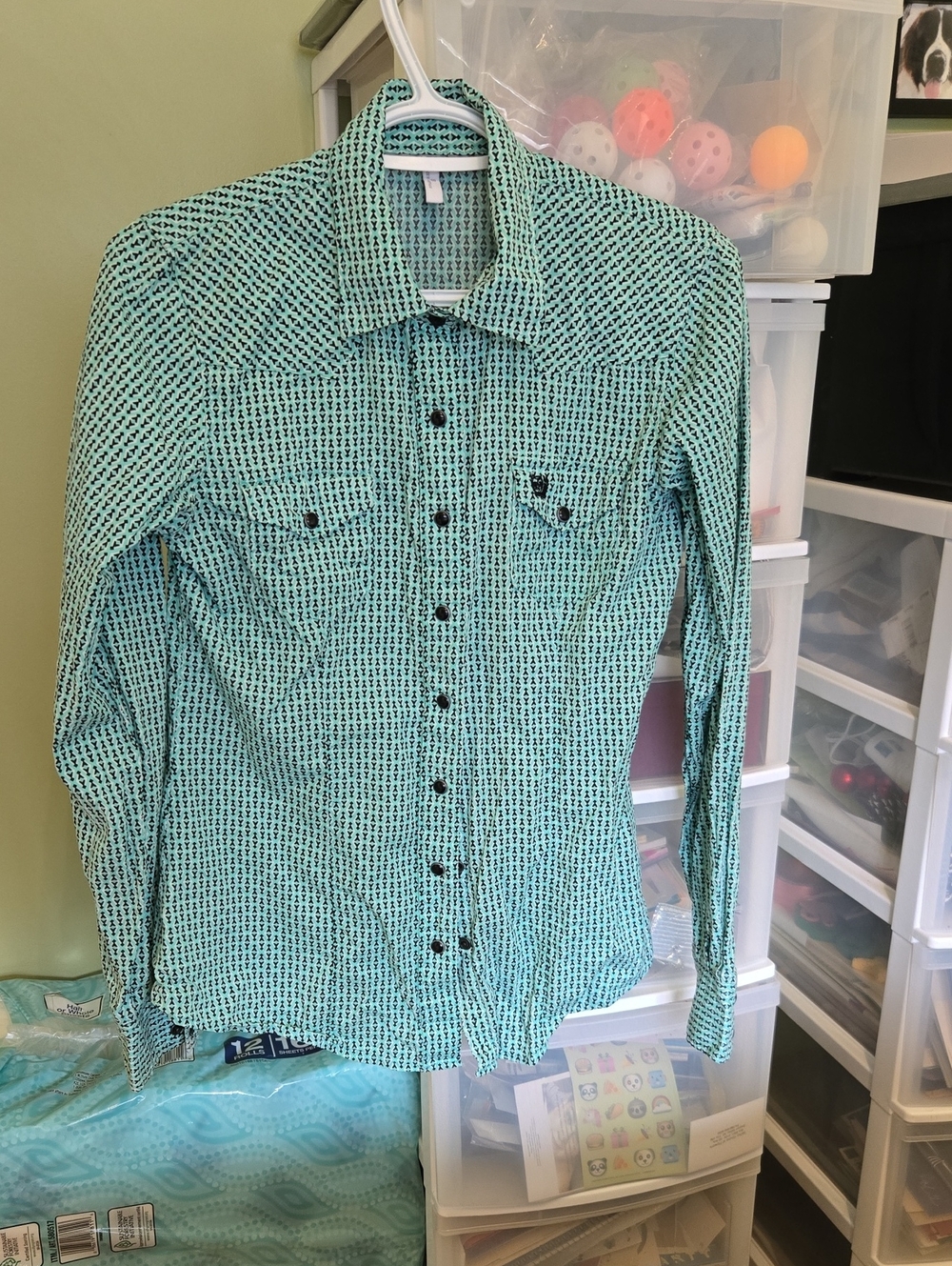 Cinch Women's Mint Green Patterned Button-Down Shirt
